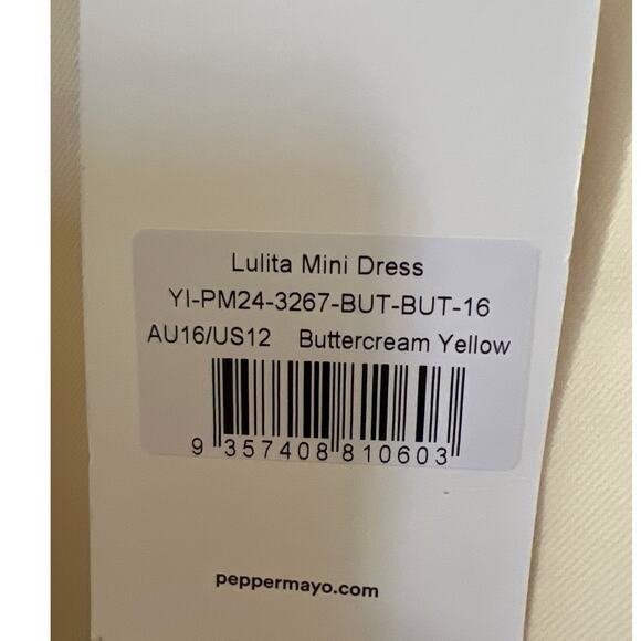 Peppermayo Lulita Buttercream Yellow Mini Dress Women's Size 12 NEW NWT Party - Picture 7 of 9